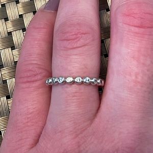 Pandora Silver Ring with Clear Round Crystals Size 8 1/2